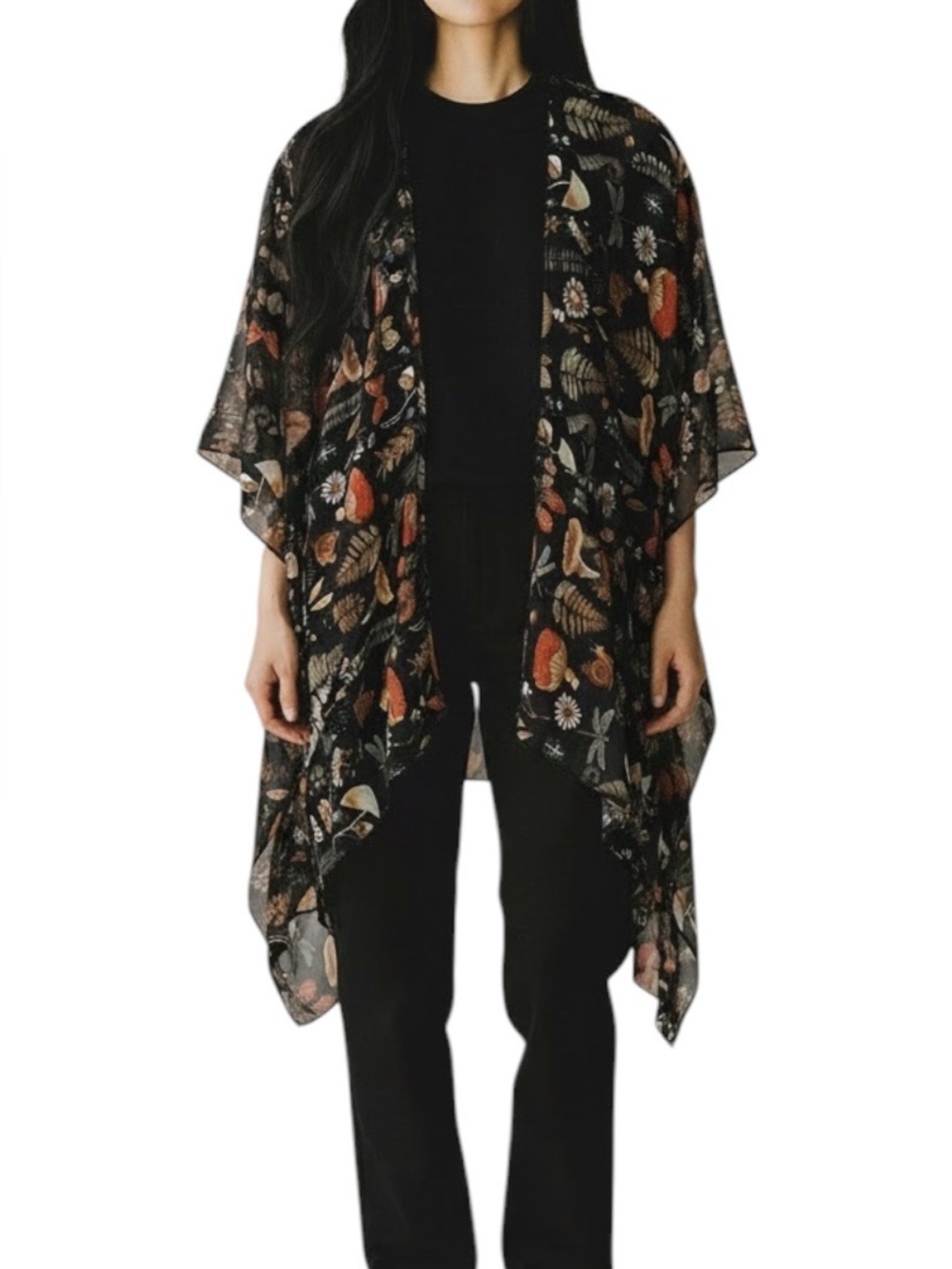 Earthbound Trading Co. Woodland Mushroom Whimsical Fairycore Wrap Shawl OS